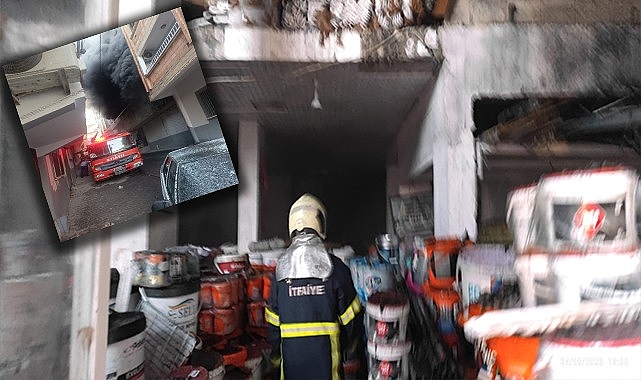 Boya ve inşaat malzemesi satan iş yerinde yangın çıktı