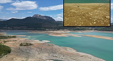Kuraklığın vurduğu Kozan Barajı havadan görüntülendi