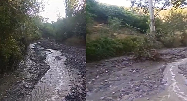 Sağanak yağış köy yollarını tahrip etti