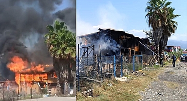 Sahildeki 3 baraka ev alev alev yandı