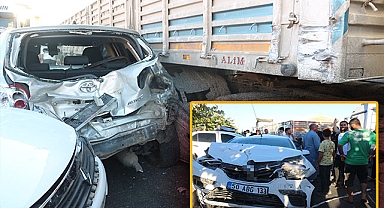 Şanlıurfa'da tır duran araçların arasında daldı