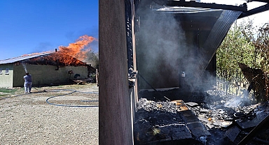 Sobadan çıkan yangında bir ev kül oldu