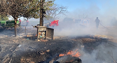 Anız yangını bahçeye sıçradı