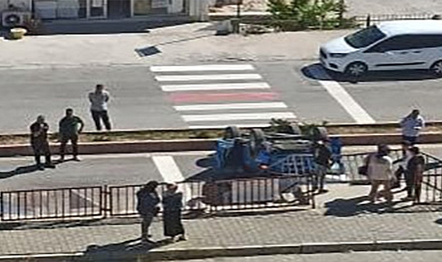 El frenini çekmeyi unuttu, araç takla attı