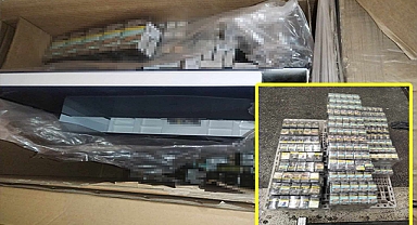 Mobilyalar arasına gizlenen 61 bin 600 adet kaçak sigara bulundu