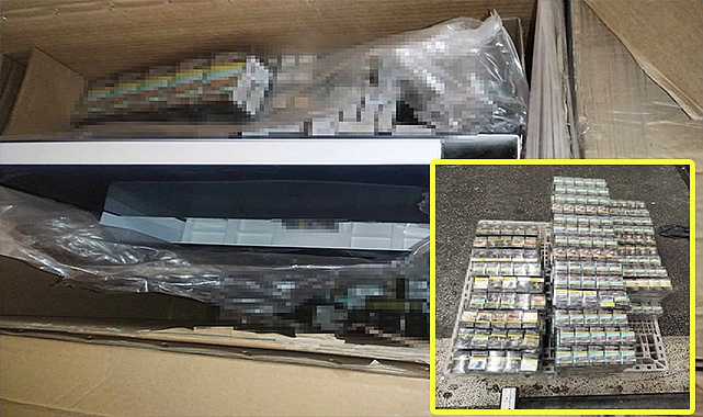 Mobilyalar arasına gizlenen 61 bin 600 adet kaçak sigara bulundu