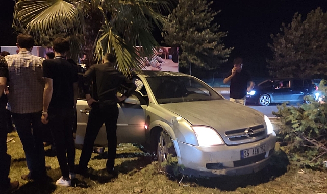 Otomobil orta refüje çarptı:2 yaralı