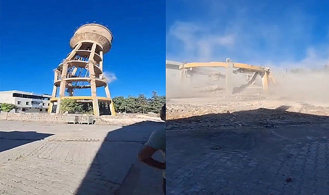 Şanlıurfa'da 55 yıllık su kulesinin yıkıldığı anlar kamerada