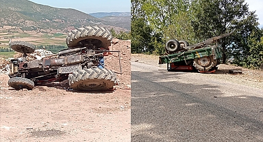 Virajı alamayan traktör devrildi: Ölü ve yaralılar var