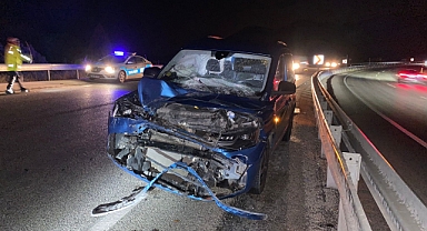 Yağış nedeniyle kayan otomobil tıra çarptı: 5 yaralı