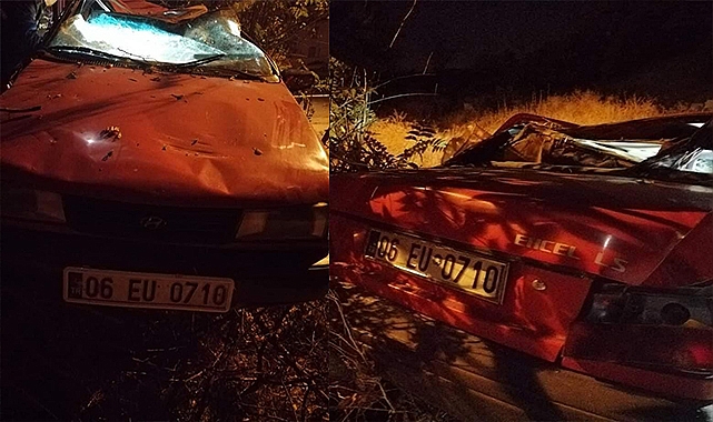 Kontrolden çıkan araç boş araziye uçtu: 1 ölü, 2 yaralı