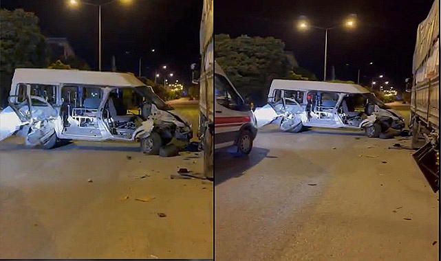 Minibüs park halindeki kamyona çarptı: Yaralılar var