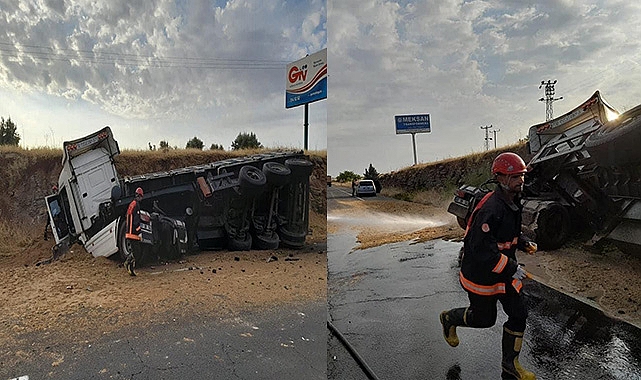 Şanlıurfa'da kaza yapan tırda sıkışan sürücü kurtarıldı
