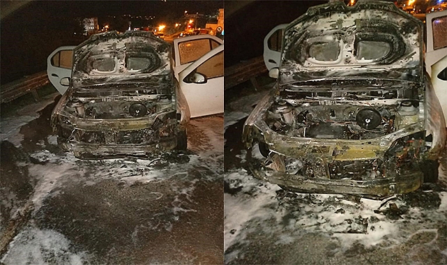 Araç yanarak kullanılamaz hale geldi