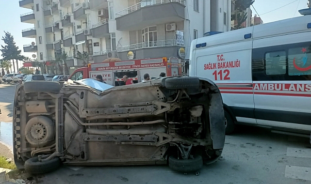 Cip ile çarpışan hafif ticari araç devrildi: 1 yaralı