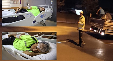 'Dur' ihtarına uymayan lüks araç trafik polisine çarpıp kaçtı