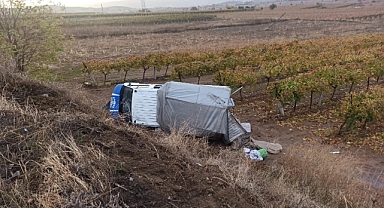 Kontrolden çıkan kamyonet üzüm bağına devrildi: 5 yaralı