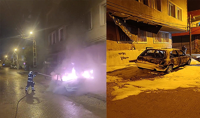 Seyir halindeki otomobil alev alev yandı