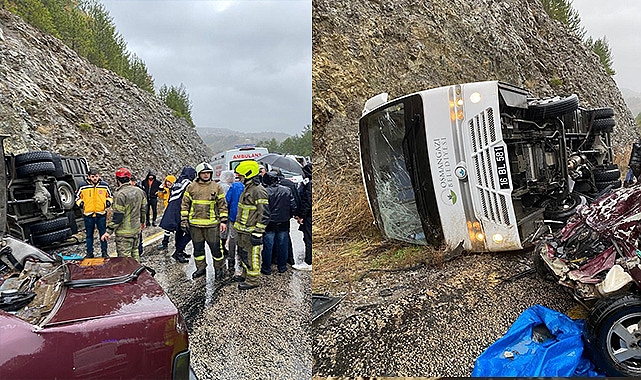 Taziye yakınlarını taşıyan otobüs otomobille çarpıştı: 1 ölü, 5 yaralı