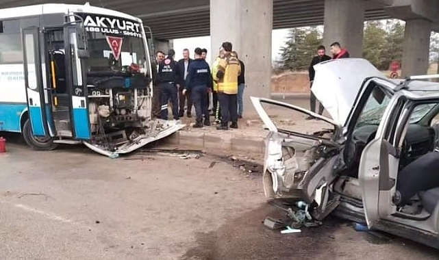 Halk otobüsü ile otomobil çarpıştı: 4 yaralı