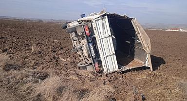 Kontrolden çıkan kamyonet tarlaya uçtu: 1 yaralı