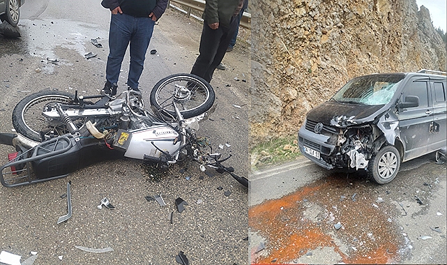 Hafif ticari araç ile motosiklet çarpıştı: 1 yaralı