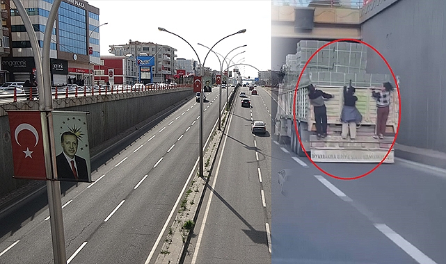 Şanlıurfa karayolunda 3 kız çocuğunun tehlikeli yolculuğu kamerada!
