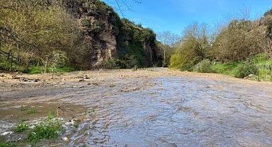 Şiddetli yağışla birlikte derelerin debisi yükseldi