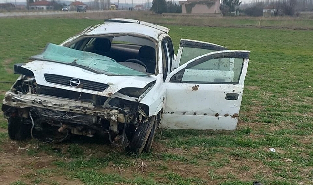 Yoldan çıkan otomobil takla attı: 3 yaralı