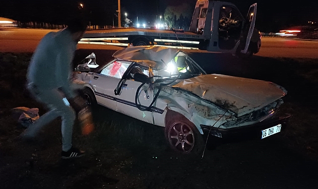 Yoldan çıkan araç takla attı: 4 yaralı