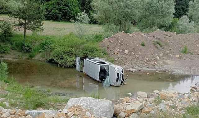 Yoldan çıkan kamyonet çaya uçtu: 1 yaralı