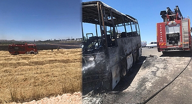 Güvenliği sağlamak için Hilvan'a gidiyordu! Emniyete ait araç yandı