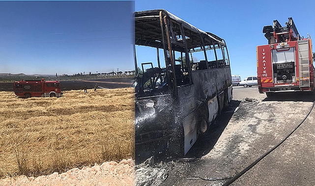 Güvenliği sağlamak için Hilvan'a gidiyordu! Emniyete ait araç yandı