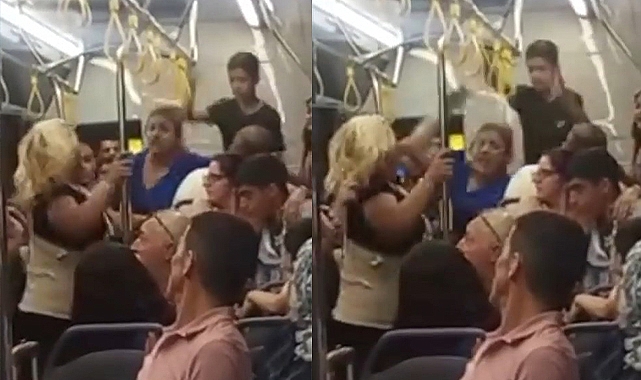 Kadınlar otobüste saç saça baş başa kavga etti