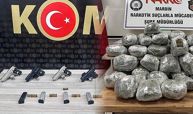 5 adet tabanca ve uyuşturucu ele geçirildi
