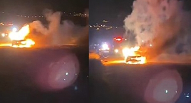 Alevlere teslim olan araç kullanılamaz hale geldi