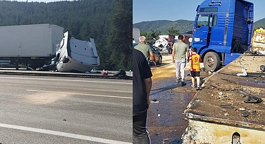 Ankara'da bir otomobil ile iki tırın karıştığı zincirleme kaza: 2 yaralı