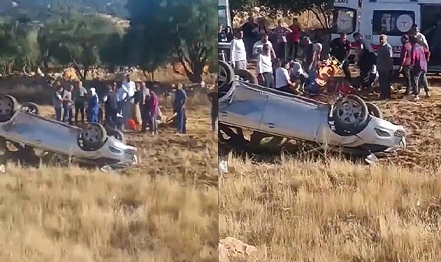 Direksiyon hakimiyetini kaybeden otomobil tarlaya uçtu: 3'ü çocuk 5 yaralı