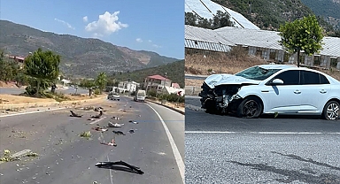 Kontrolden çıkan otomobil ağaçları devirip karşı şeride geçti: 4 kişi yaralandı