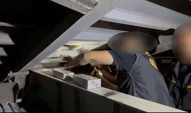 Durdurulan tırın damperinde binlerce kaçak sigara ele geçirildi