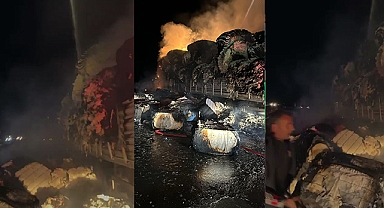 Şanlıurfa'da Pamuk Yüklü Tır Alev Alev Yandı