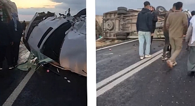 Siverek’te beton mikseri ile dolmuş çarpıştı: Yaralılar var