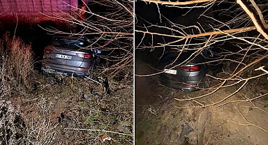 Batman’da otomobil şarampole yuvarlandı