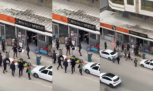 Şanlıurfa'da kazma kürek ve silahla iş yerine saldırı kamerada: Yaralılar var