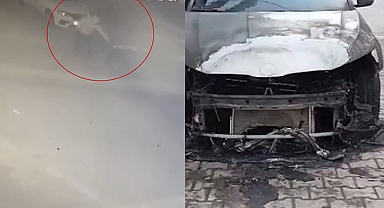 Şanlıurfa'da park halindeki otomobilin kundaklanma anı kamerada