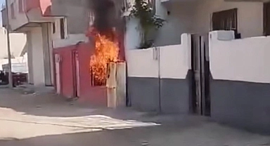 Suruç'ta elektrik panosu alev alev yandı