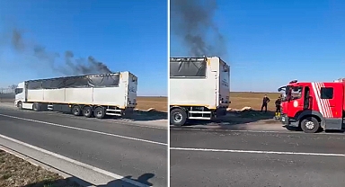 Şanlıurfa'da seyir halinde olan tırda yangın!