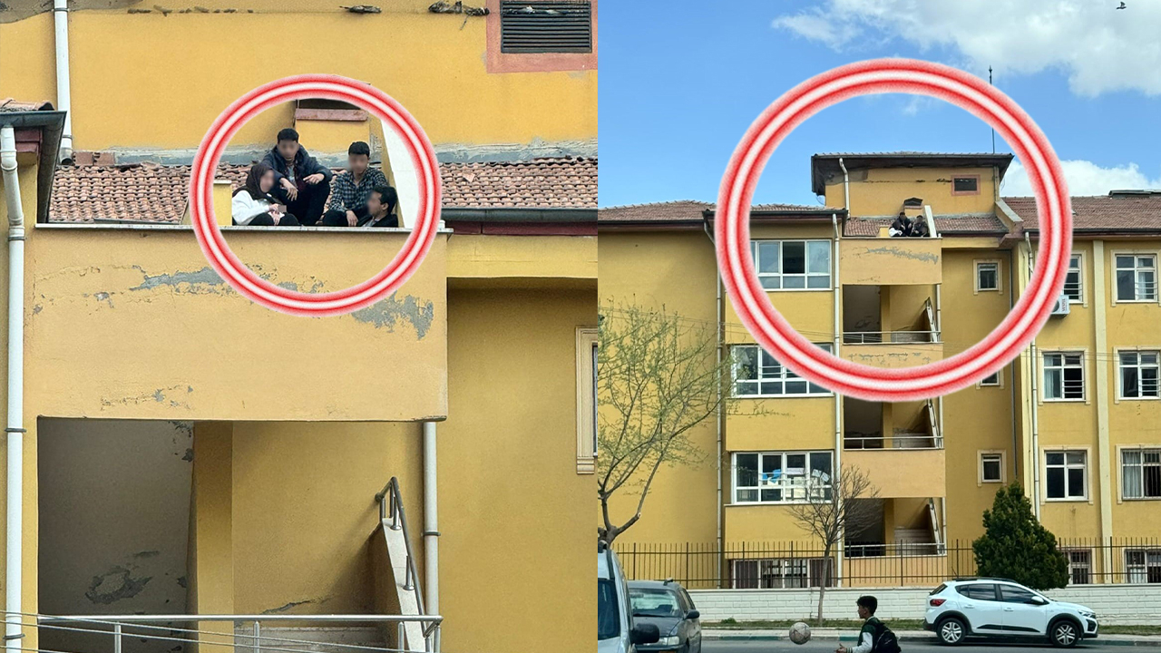 Şanlıurfa'da öğrenciler okulun çatısında sigara içti