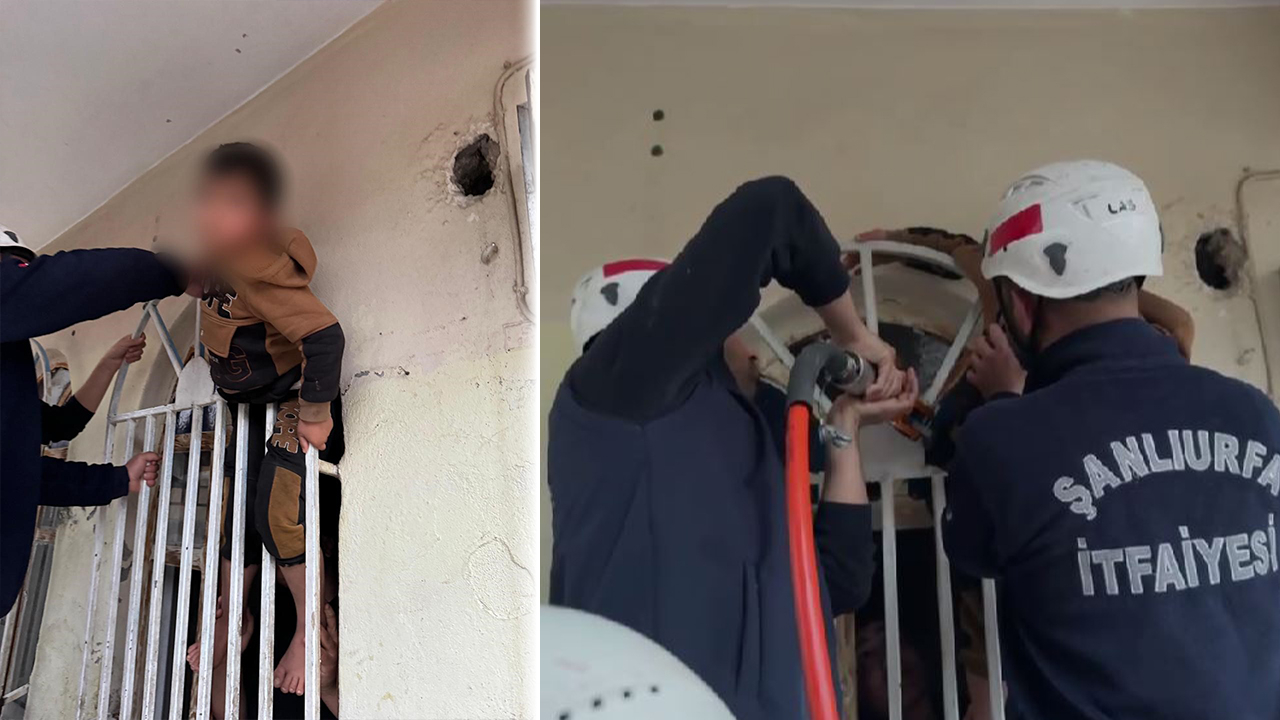 Şanlıurfa'da 6 yaşındaki çocuk pencerenin demir korkuluklarına sıkıştı!