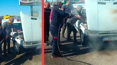 Siverek’te otomobil seyir halindeyken alev aldı